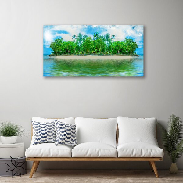 Tablou pe panza canvas Sea Island Peisaj Albastru Maro Verde