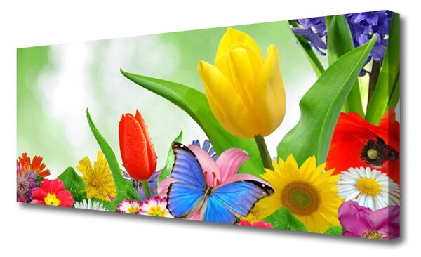 Tablou pe panza canvas Butterfly Flori Natura Multi