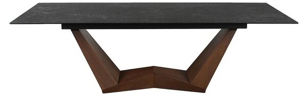Masa extensibila BONUCCI, negru cu efect de marmura/maro, 200/250x98x7