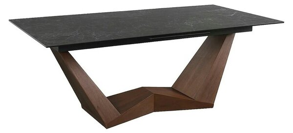 Masa extensibila BONUCCI, negru cu efect de marmura/maro, 200/250x98x7