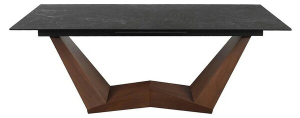 Masa extensibila BONUCCI, negru cu efect de marmura/maro, 200/250x98x7