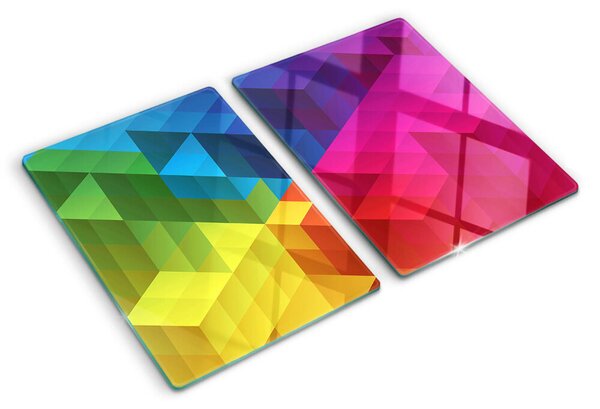 Tocător din sticlă Geometrie colorată în triunghiuri