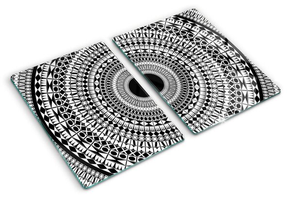 Tocător de bucătărie Mandala în nuanțe de alb și negru