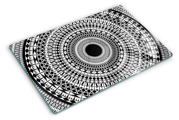 Tocător de bucătărie Mandala în nuanțe de alb și negru