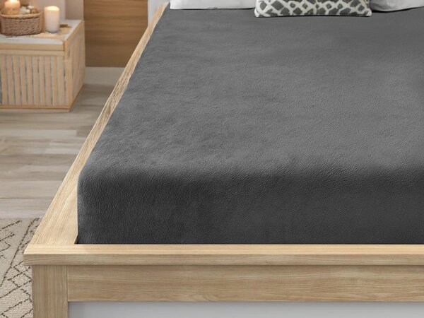 Cearsaf Cocolino microplus cu elastic SOFT 90x200 cm gri inchis