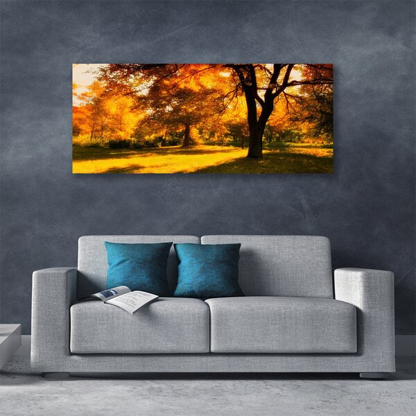 Tablou pe panza canvas Copaci Natura Verde Brun Galben