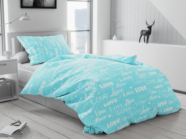 Lenjerie de pat din bumbac turcoaz, Love Dimensiune lenjerie de pat: 70 x 90 cm | 140 x 220 cm