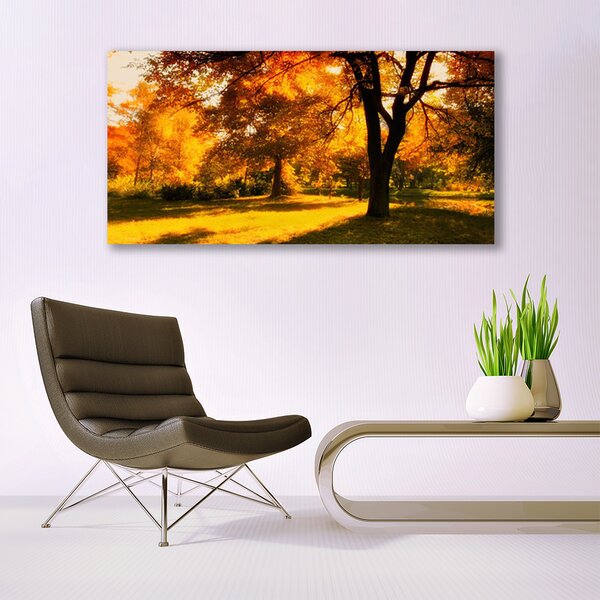 Tablou pe panza canvas Copaci Natura Verde Brun Galben