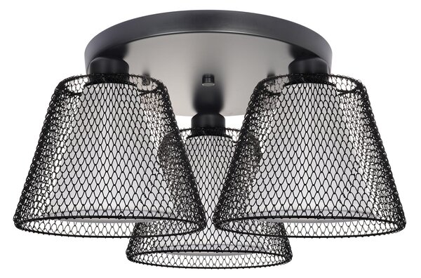 Plafoniera Rotunda Klausen Novos PL3 R Negru 46x21cm 3xE27 Corp Iluminat Modern Textil Metal Design Elegant pentru Living Dormitor Interior LED