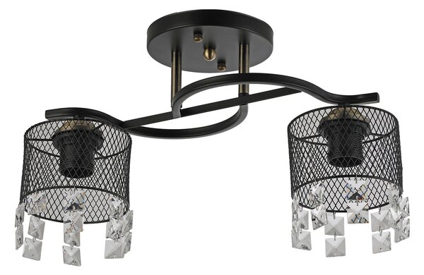Lustra Clasica Elegance Klausen Lustros PL2 2xE27 Metal Negru si Sticla 41x23x26 cm Corp Iluminat Interior pentru Living Dining Hol Design Rafinat