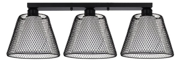 Plafonieră Modernă Klausen Novos PL3 Negru 66x21cm, Lustră Textilă 3xE27 pentru Living, Iluminat Interior Elegant, Design Calitativ, Design Rafinat
