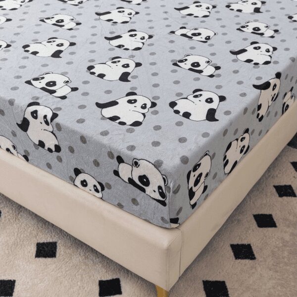 Cearsaf Cocolino microplus cu elastic PANDA 180x200 cm gri
