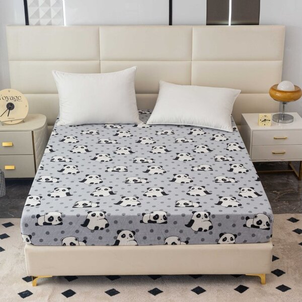 Cearsaf Cocolino microplus cu elastic PANDA 180x200 cm gri