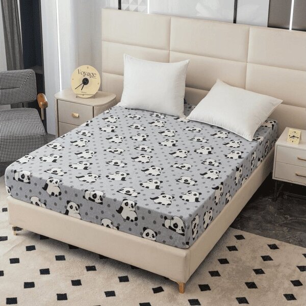Cearsaf Cocolino microplus cu elastic PANDA 180x200 cm gri