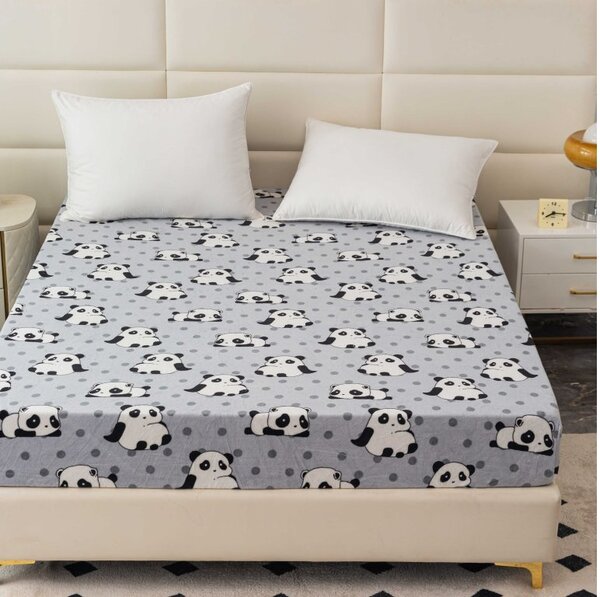 Cearsaf Cocolino microplus cu elastic PANDA 180x200 cm gri