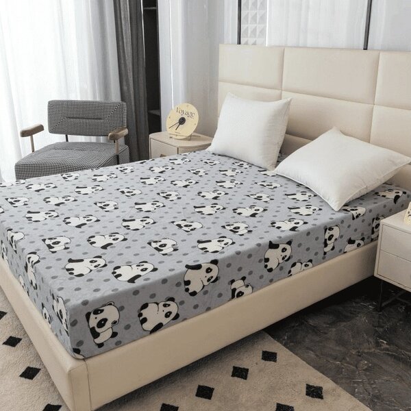 Cearsaf Cocolino microplus cu elastic PANDA 180x200 cm gri
