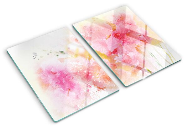 Tocător sticlă Acuarele florale în culori pastelate