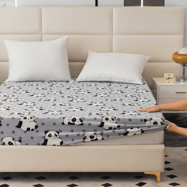 Cearsaf Cocolino microplus cu elastic PANDA 180x200 cm gri