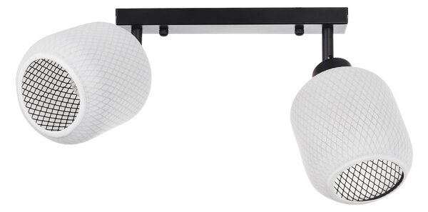 Aplică perete Klausen SUNDRE AP2, 2xE27, Design Modern Alb Negru, Metal Textil, 22x26x11 cm, Ideală pentru Iluminat Ambiental Dormitor și Hol