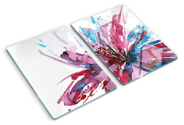 Tocător sticlă Acuarele florale în culori intense