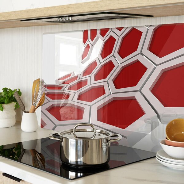 Tocător de bucătărie Motiv hexagonal în nuanțe de roșu