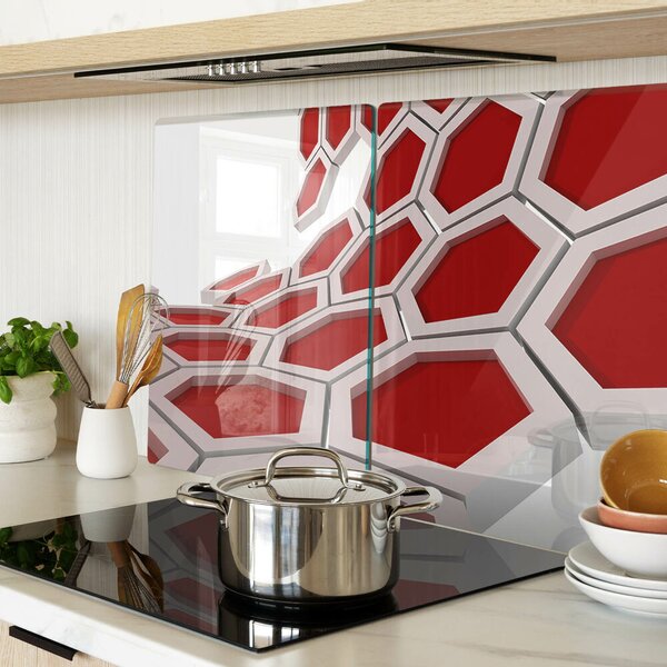 Tocător de bucătărie Motiv hexagonal în nuanțe de roșu