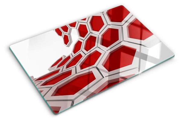 Tocător de bucătărie Motiv hexagonal în nuanțe de roșu