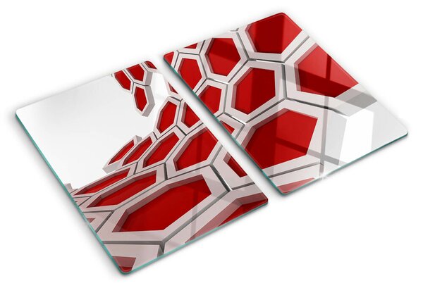 Tocător de bucătărie Motiv hexagonal în nuanțe de roșu
