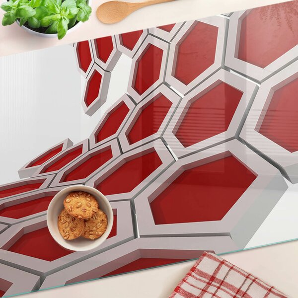 Tocător de bucătărie Motiv hexagonal în nuanțe de roșu