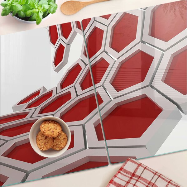Tocător de bucătărie Motiv hexagonal în nuanțe de roșu