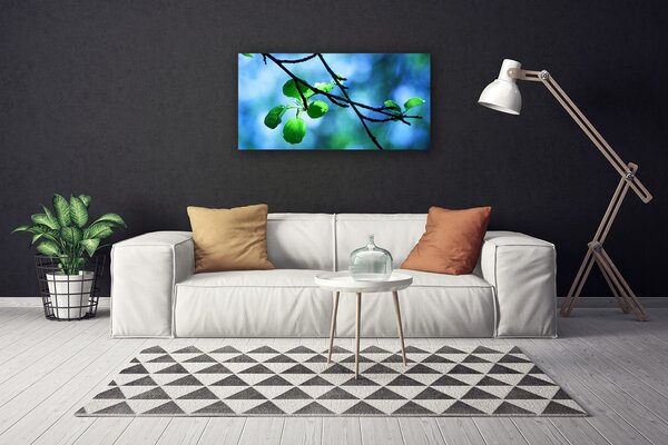 Tablou pe panza canvas Branch Frunze Floral Negru Verde