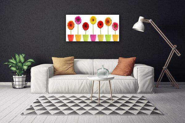 Tablou pe panza canvas Flori Floral Portocaliu Roz Roșu Galben