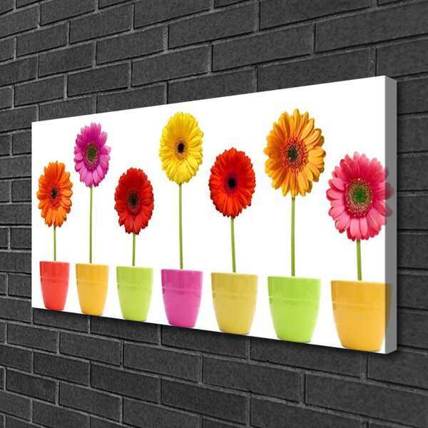Tablou pe panza canvas Flori Floral Portocaliu Roz Roșu Galben