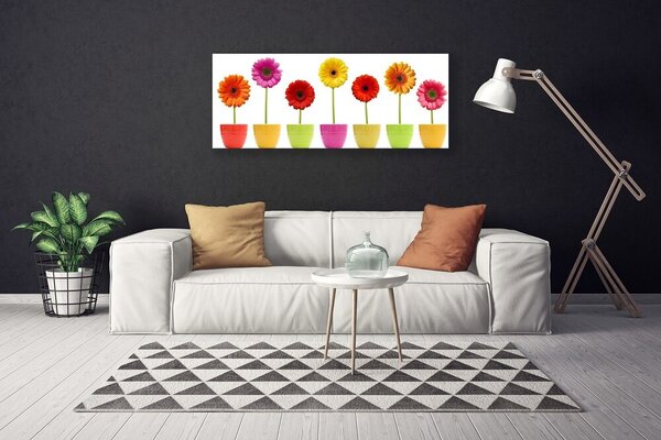 Tablou pe panza canvas Flori Floral Portocaliu Roz Roșu Galben
