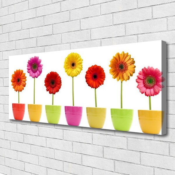 Tablou pe panza canvas Flori Floral Portocaliu Roz Roșu Galben