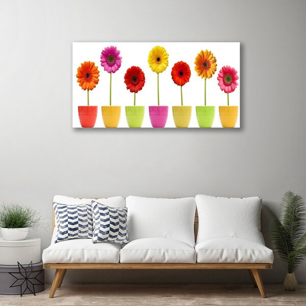 Tablou pe panza canvas Flori Floral Portocaliu Roz Roșu Galben