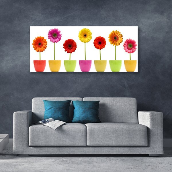 Tablou pe panza canvas Flori Floral Portocaliu Roz Roșu Galben