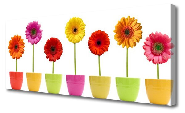 Tablou pe panza canvas Flori Floral Portocaliu Roz Roșu Galben