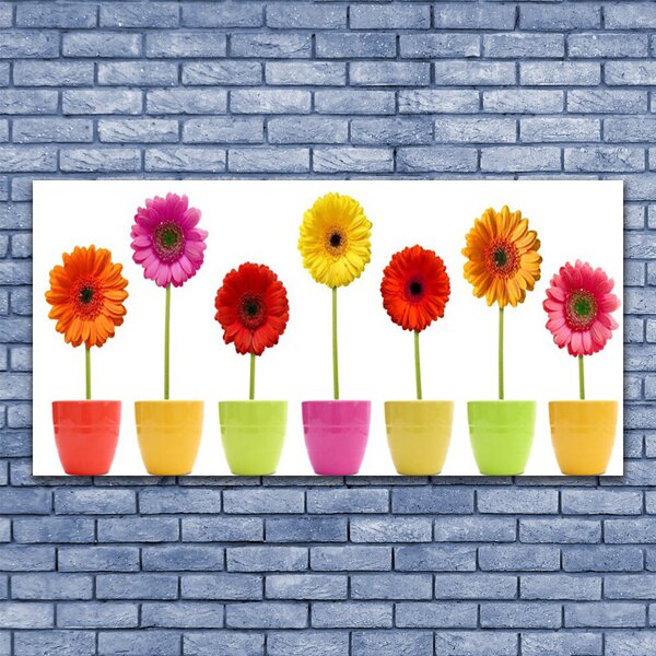 Tablou pe panza canvas Flori Floral Portocaliu Roz Roșu Galben
