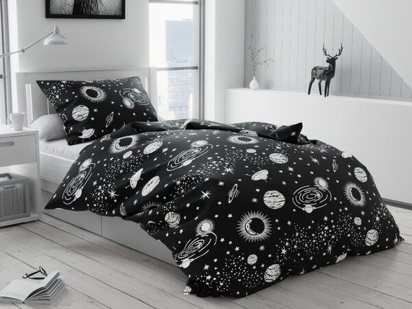 Lenjerie de pat din bumbac negru, UNIVERS