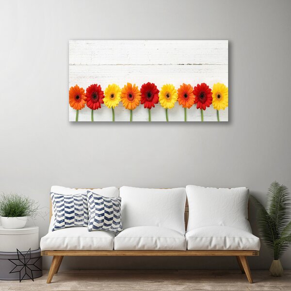 Tablou pe panza canvas Flori Floral Portocaliu Roșu Galben