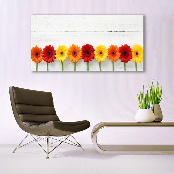 Tablou pe panza canvas Flori Floral Portocaliu Roșu Galben