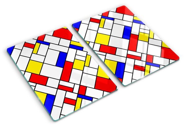 Tocător din sticlă Geometrie în stilul Mondrian