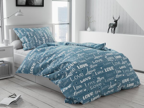 Lenjerie de pat din bumbac albastru, Love Dimensiune lenjerie de pat: 70 x 90 cm | 140 x 220 cm