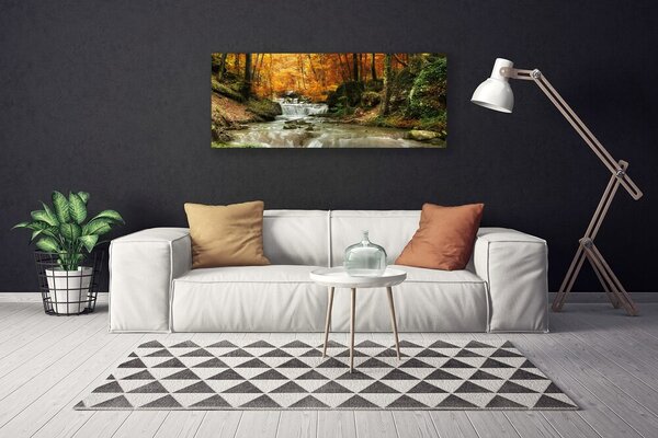Tablou pe panza canvas Cascada Natural Pădurea Verde Brun Galben