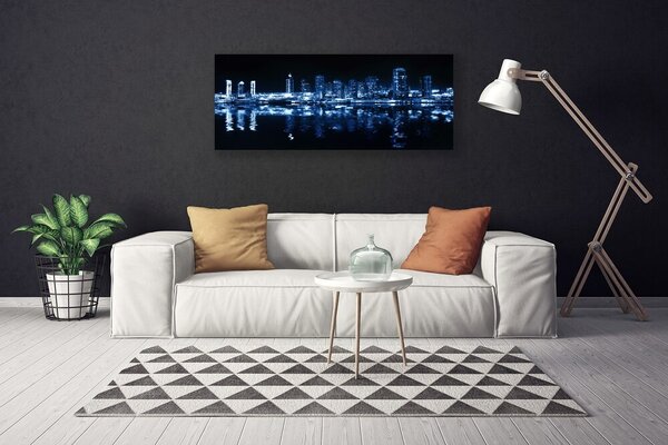 Tablou pe panza canvas Oraș Case Albastru Negru