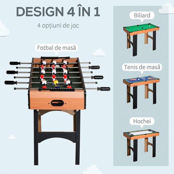 HOMCOM Masă de Jocuri 4 în 1 pentru Copii 6+ Ani, 87x43x73 cm, Multicolor | Aosom Romania