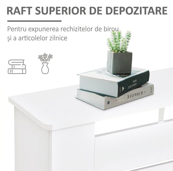 HOMCOM Mască de Calorifer cu Lamele și Raft din Lemn Alb 172x19x81 cm | Aosom Romania