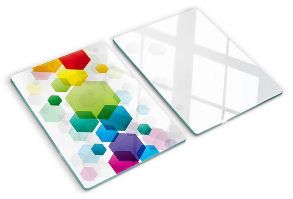 Tocător din sticlă Hexagone colorate pe fundal