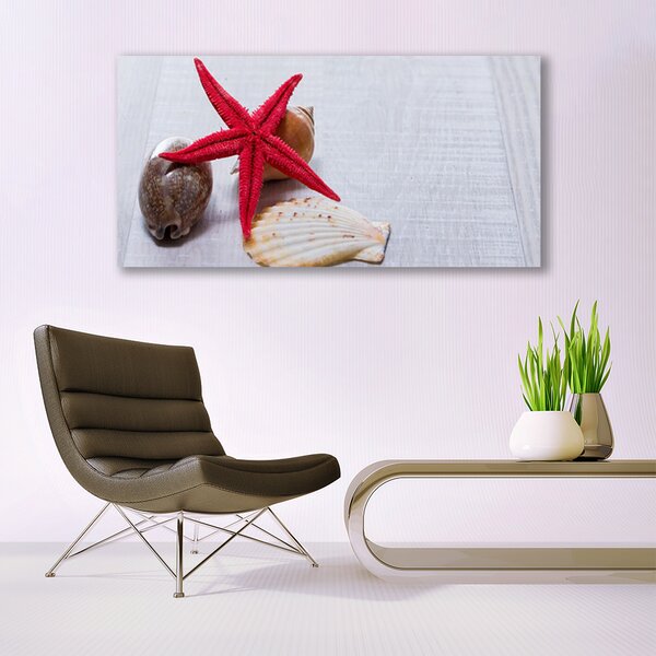 Tablou pe panza canvas Starfish Shell Art Roșu Bej Maro Gri